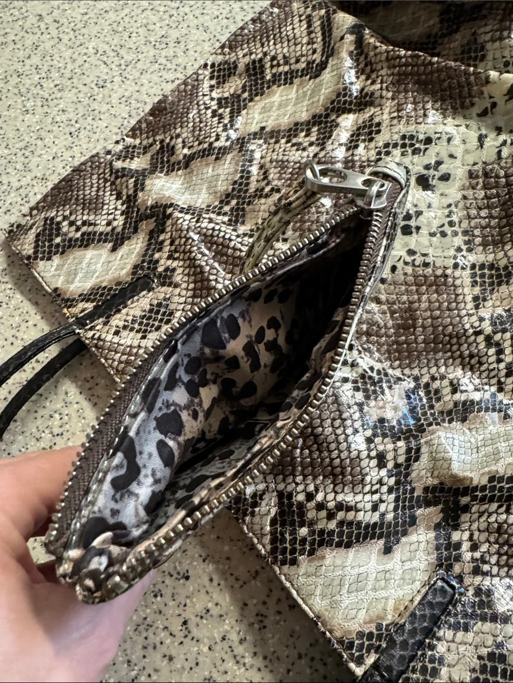 Marc New York Large Snake Print Tote Bag with Coin Pouch - Brown/Beige/Black